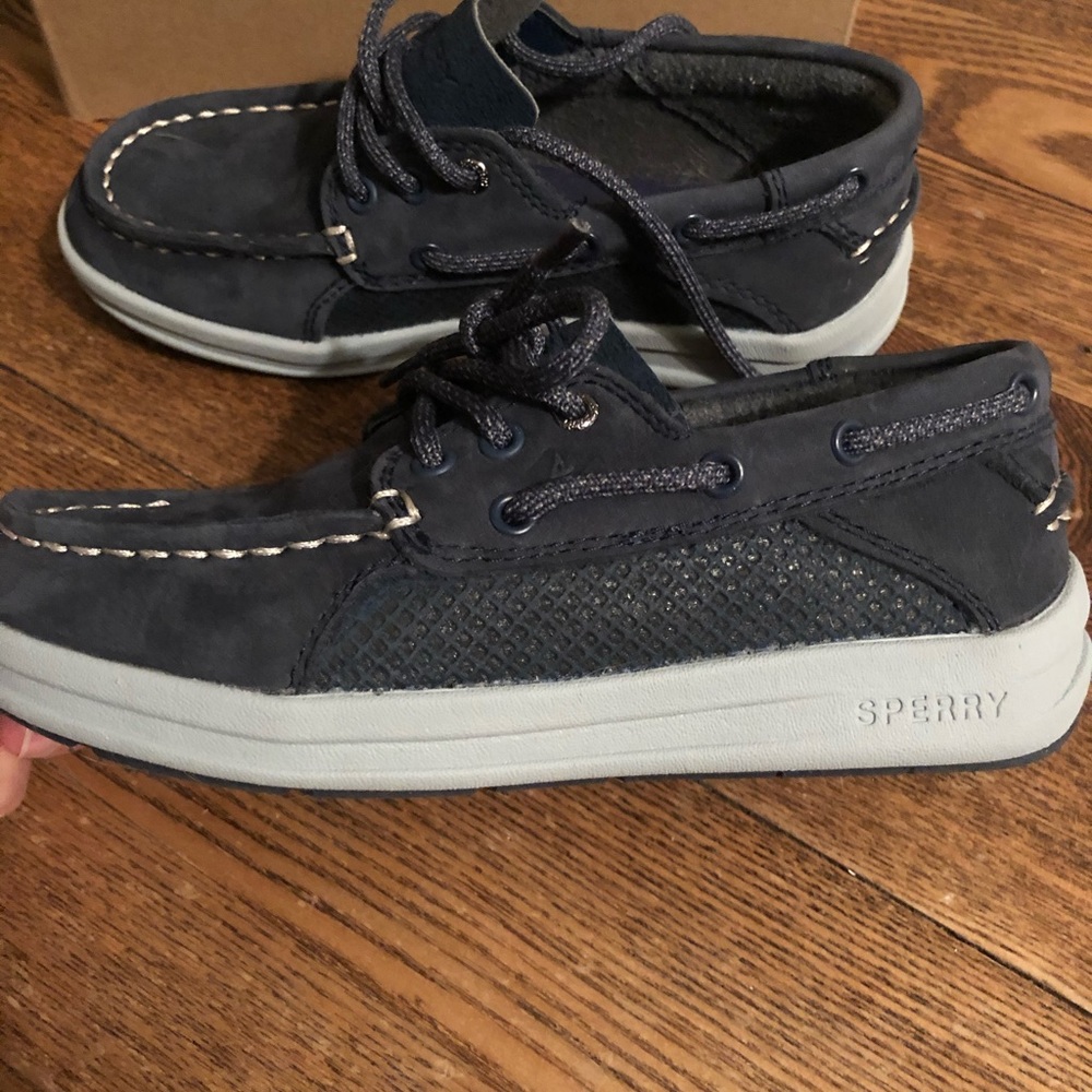 Boys Sperry blue leather shoes